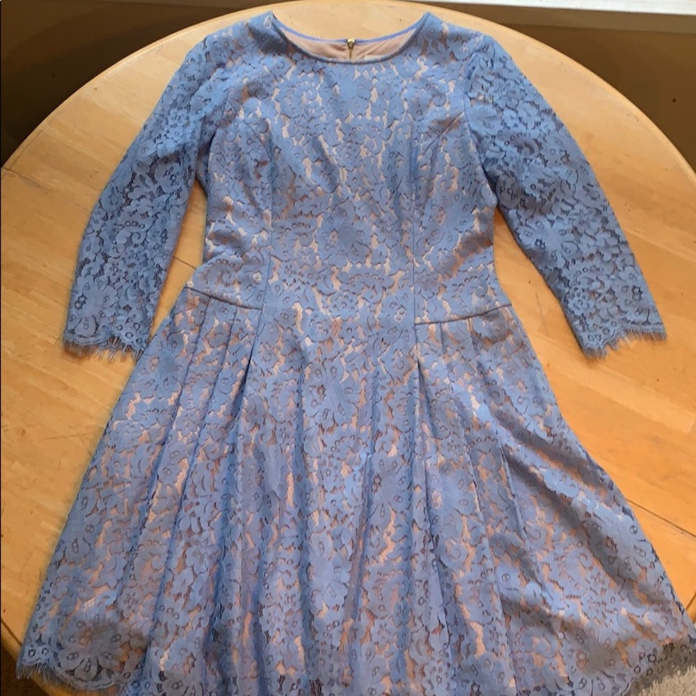 Eliza J Blue Lace Dress with Pockets.